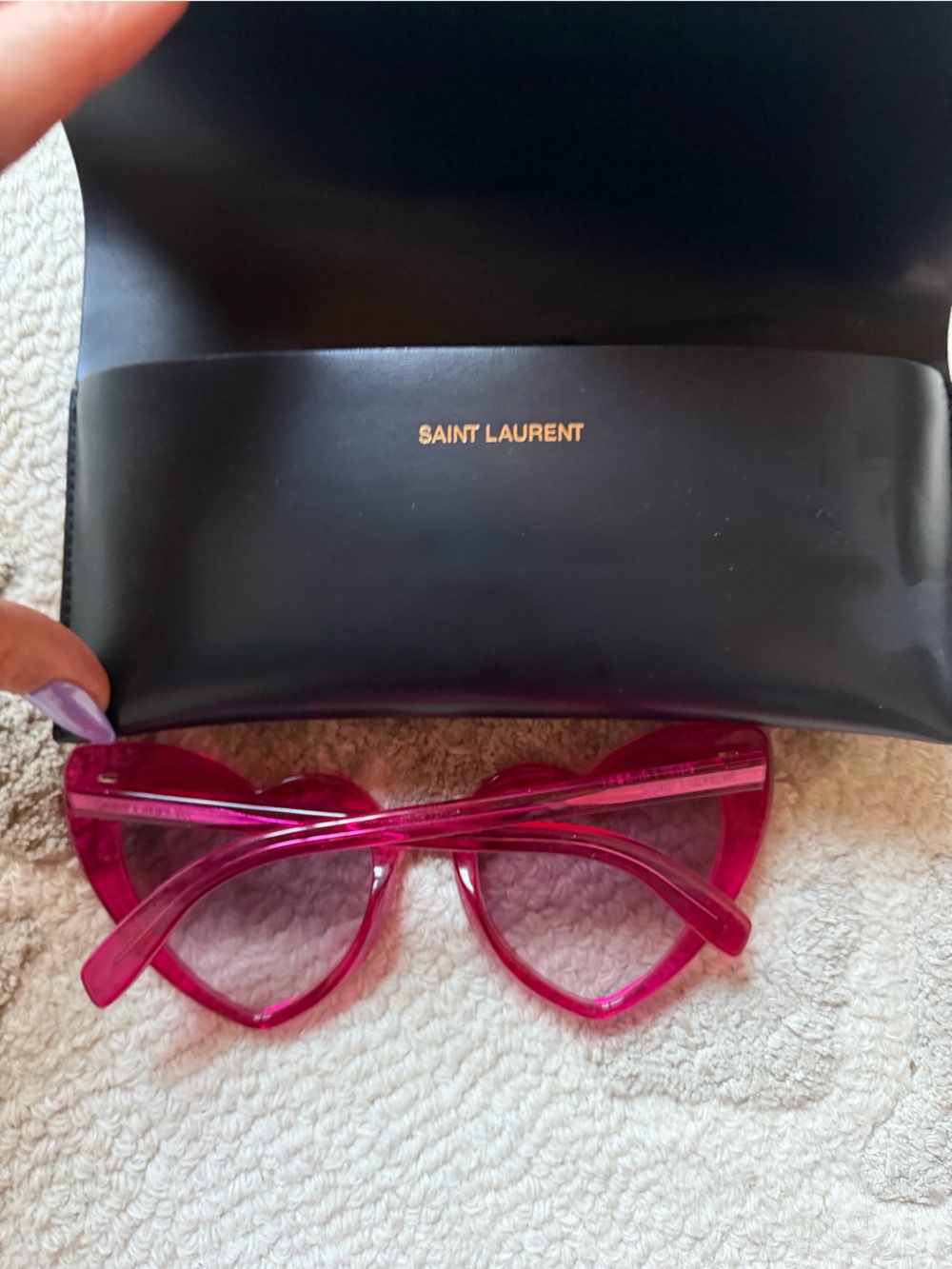 Saint Laurent Pink Lou Lou Heart Cat-Eye Sunglasses - Picture 7 of 9